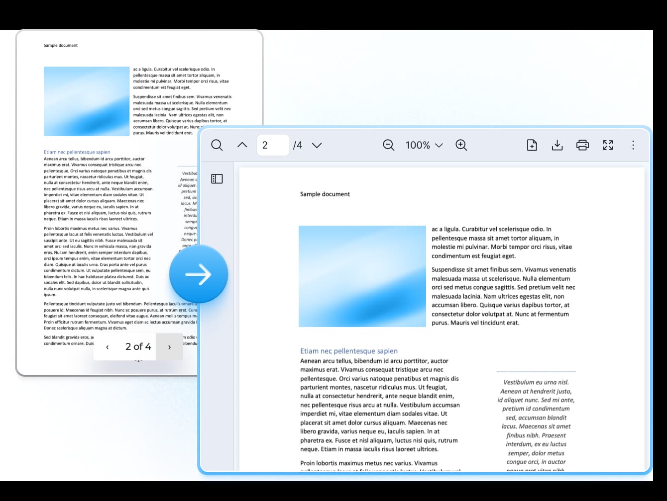 Diagram showing a basic PDF renderer evolving into the full React PDF Kit viewer interface